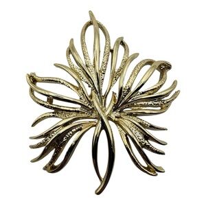 Vintage Gold-Tone Abstract Starburst Brooch – Mid Century Style – 2”